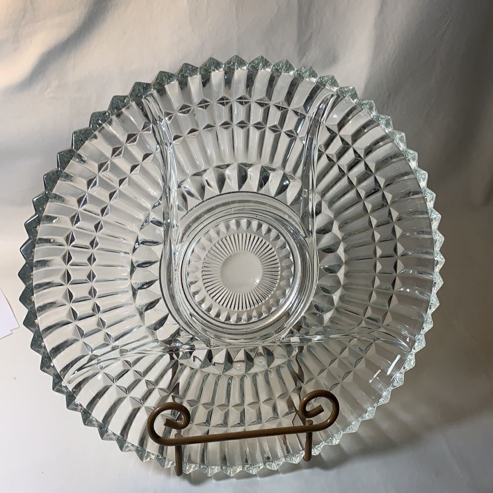 Serving Tray 5 Separete Divided Cut Glass Vintage Victorian Scalloped Trinket - Picture 2 of 4